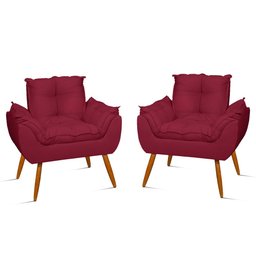 Kit 2 Poltronas Decorativa Amamentação Cadeira Reforçada Cor:marsala - 1