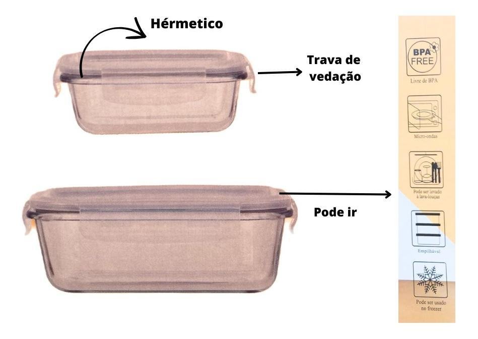 Pote de Vidro Marmita Hermetico Porta Mantimentos Kit com 10 - 5