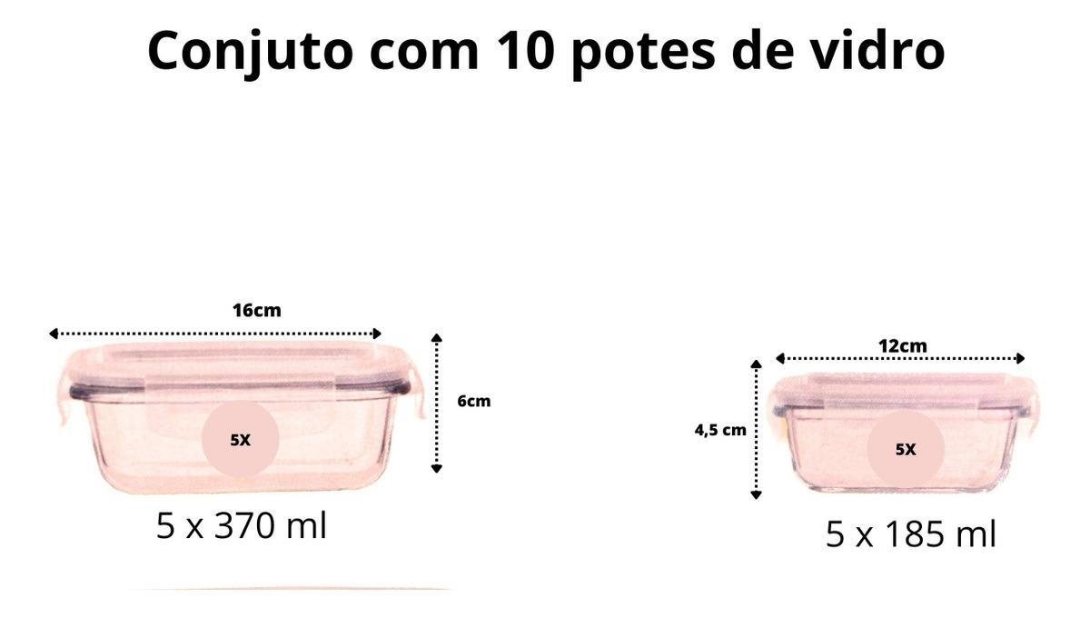 Pote de Vidro Marmita Hermetico Porta Mantimentos Kit com 10 - 2