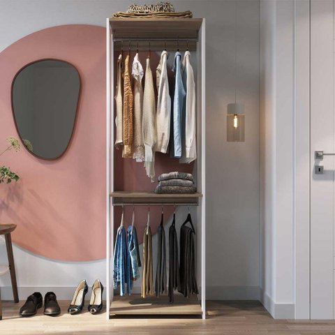 Estante Closet para Quarto com 2 Cabideiros em Aço 1,83 M Cor:branco