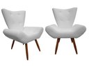Ver imagem 1 de Kit 2 Poltronas Decorativa Emilia Couro Branco Pés Madeira Ms Decor