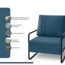 Ver imagem 3 de Poltrona Decorativa Zoe Braço em Ferro Azul Estofama