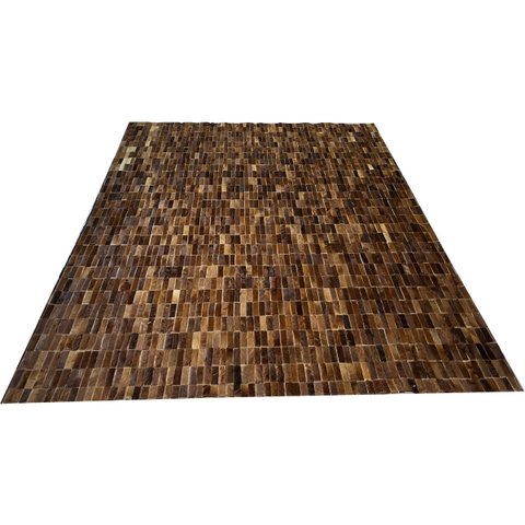 Tapete de Couro Castanho 2,00x2,50 sem Bordas Peças 03x09cm