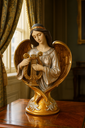 Ver imagem 6 de Escultura Anjo Harpa Dourado Resina 30cm