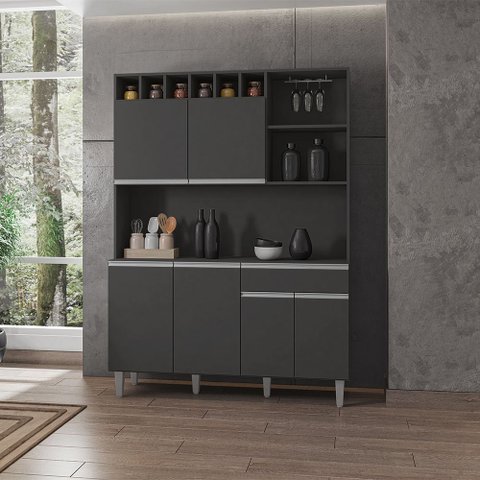 Cozinha Compacta Alice 130cm Cinza Ajl Móveis