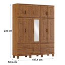 Ver imagem 2 de Guarda Roupa Tripartido 11 Portas 4 Gavetas com Espelho Linha Cobre 1277c Castanho Finestra