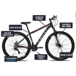 Bicicleta Toronto Alumínio Aro 29 Freio à Disco Câmbio Traseiro Shimano 21 Marchas Colli - 5