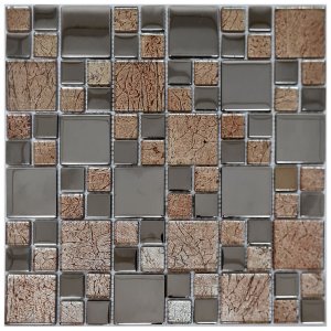 Pastilha de Vidro Cristal Cromo Prata 30x30cm