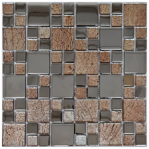 Pastilha de Vidro Cristal Cromo Prata 30x30cm