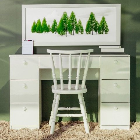 Penteadeira Escrivaninha 7 Gavetas 118 Cm Pe100 Branco Dtall
