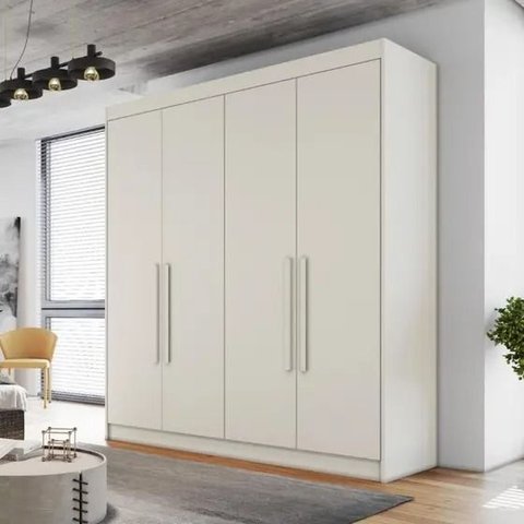 Guarda Roupa Casal 4 Portas 3 Gavetas Nantes Móveis Europa Off White