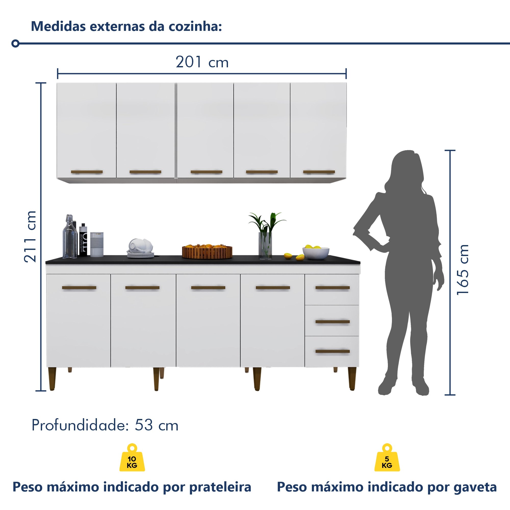 Cozinha Completa 9 Portas e 3 Gavetas Atenas  - 6