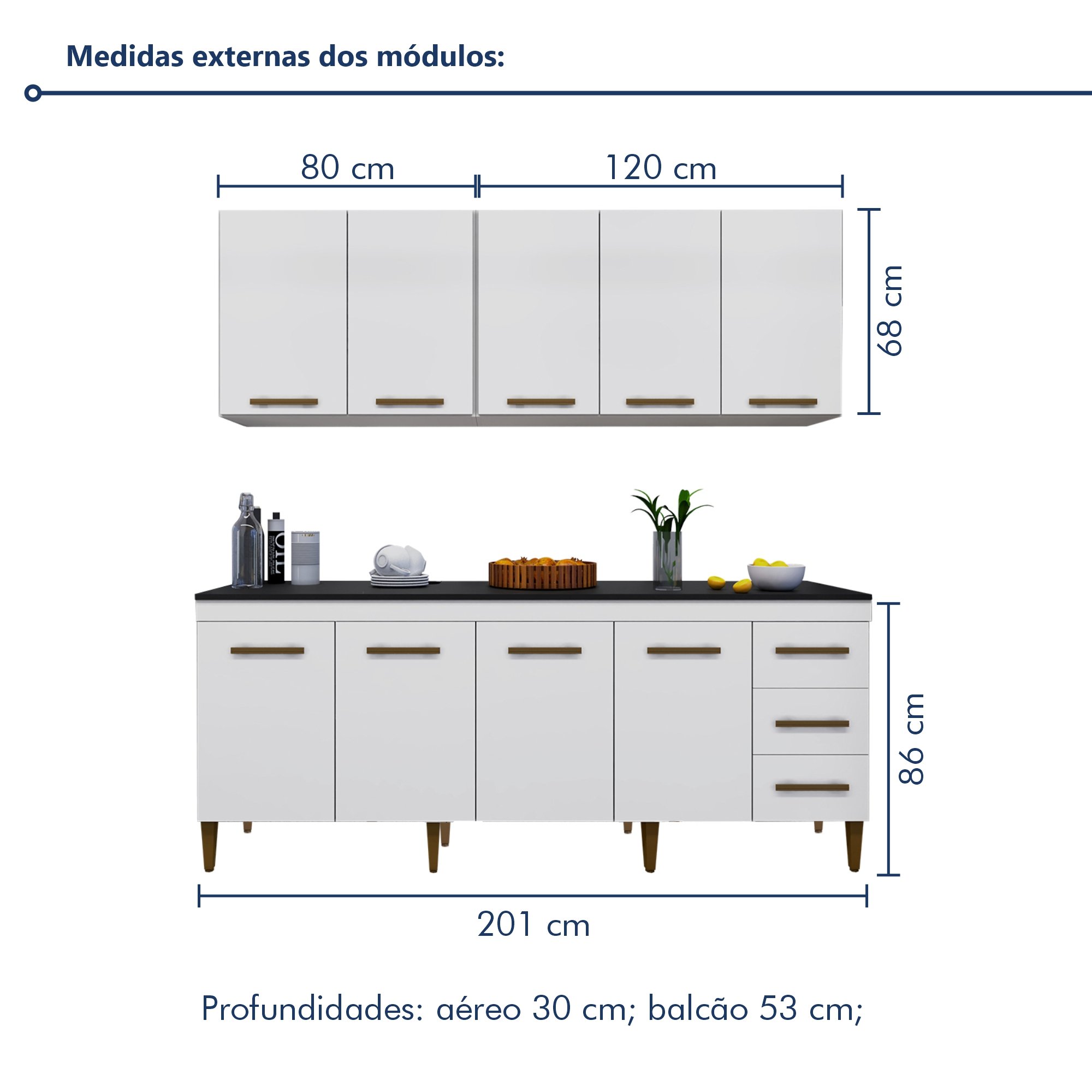 Cozinha Completa 9 Portas e 3 Gavetas Atenas  - 7