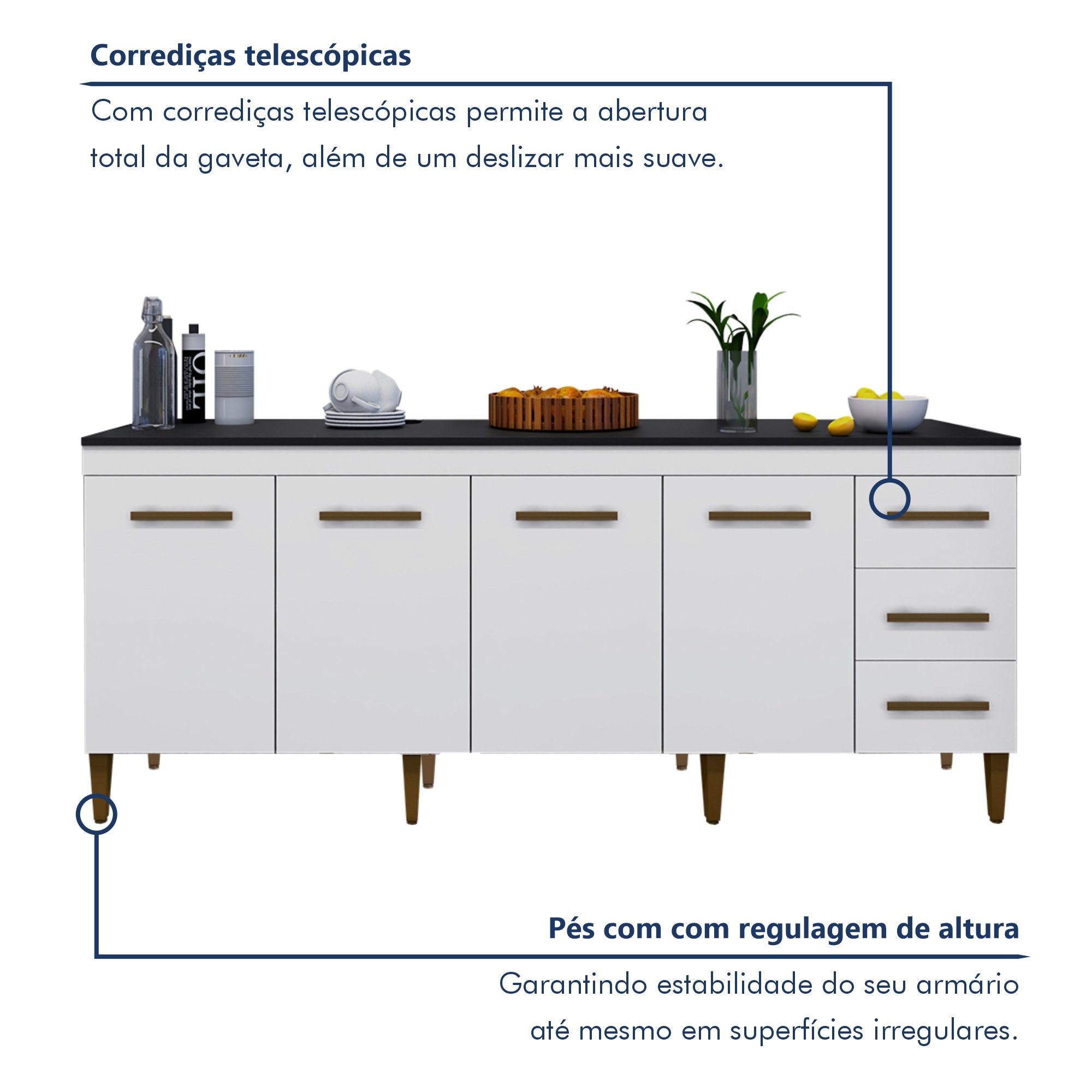 Cozinha Completa 9 Portas e 3 Gavetas Atenas  - 4