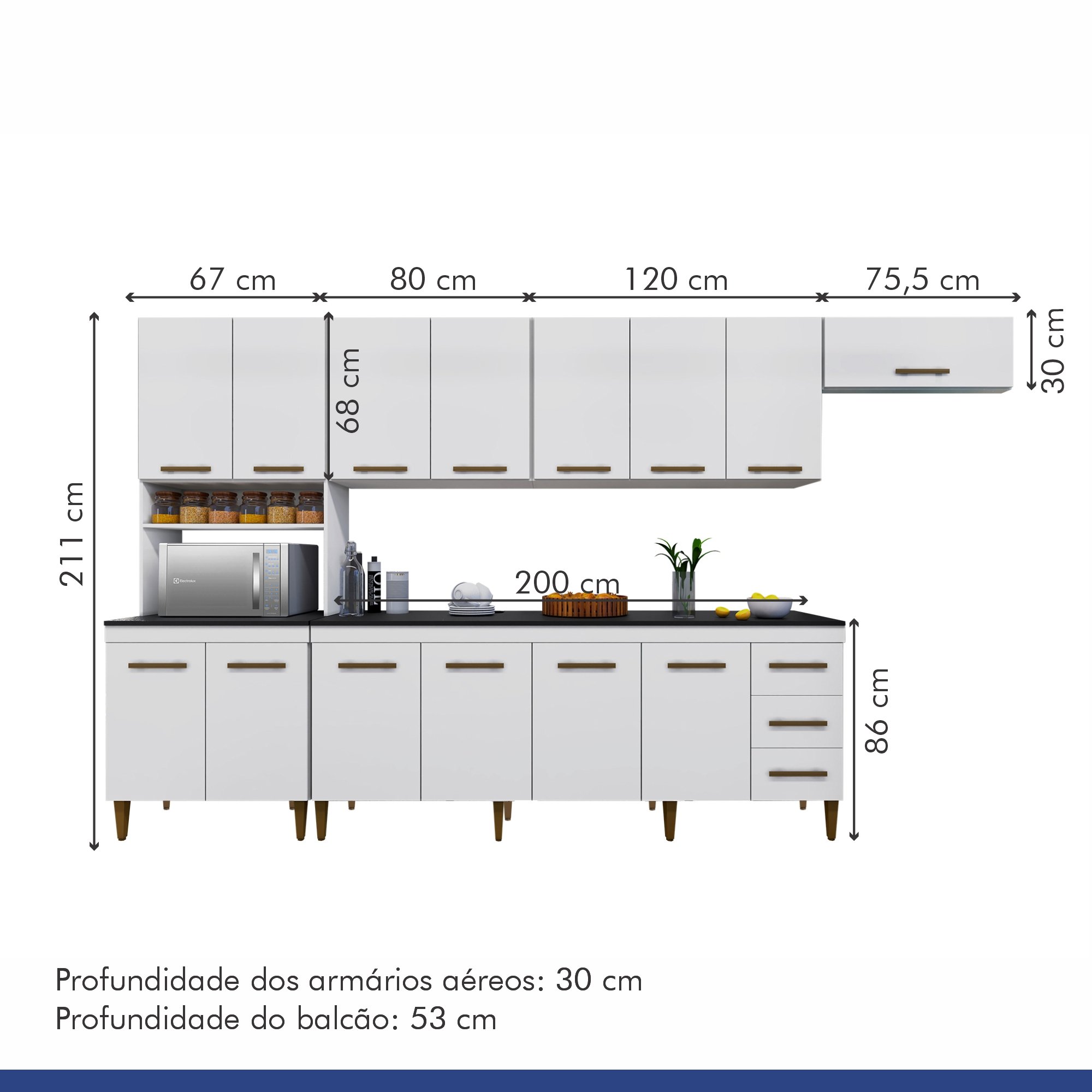 Cozinha Completa 14 Portas 3 Gavetas Atenas  - 12