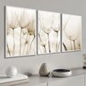 Kit 3 Quadros Decorativo Dente de Leão Bege Boho com Moldura - 2