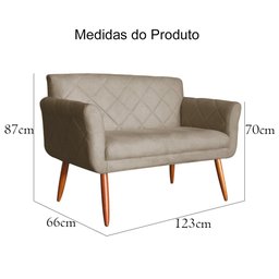 Namoradeira Decorativa Isabela Pés Palito Suede Capuccino - DS Estofados - 4
