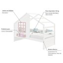 Ver imagem 3 de Cama Casinha com Janela Madeira Maciça Branco/ Rosa Housin