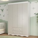 Ver imagem 1 de Guarda-roupa Infantil 122cm 4 Portas e 2 Gavetas Realeza Multimóveis Mp4453 Branco/off White Branco