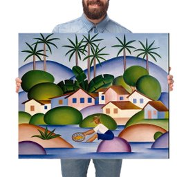 Quadro Decorativo Tarsila do Amaral O Pescador:Grande 77x64cm/Chassi com Borda Infinita - 1