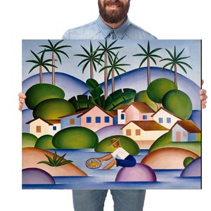 Quadro Decorativo Tarsila do Amaral O Pescador:Grande 77x64cm/Chassi com Borda Infinita