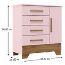 Ver imagem 4 de Cômoda Infantil Kids 1 Porta 4 Gavetas Branco/Rosa - Panorama Móveis