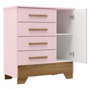 Ver imagem 3 de Cômoda Infantil Kids 1 Porta 4 Gavetas Branco/Rosa - Panorama Móveis