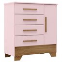 Ver imagem 2 de Cômoda Infantil Kids 1 Porta 4 Gavetas Branco/Rosa - Panorama Móveis