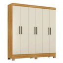 Ver imagem 2 de Guarda-roupa Casal Prático 6 Portas 3 Gavetas Cinamon/off-white - Demóbile