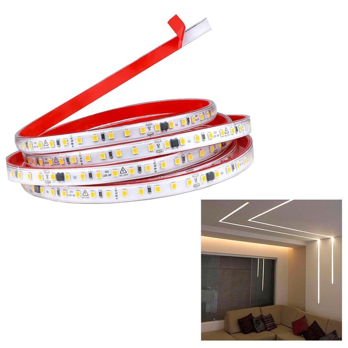 Fita de Led SMD 4000K 3 Metros 127V Fita Dupla Face Plug Conector Perfil Gesso Sanca Teto Rebaixado 