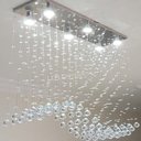 Ver imagem 1 de Lustre P/ Mesa De Jantar Em Cristais K9 De 30mm,base 70x20cm:110V/220V (Bivolt)/espelhado/50cm