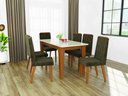 Ver imagem 2 de Conjunto de Mesa Suécia 1,60 cm com 6 Cadeiras Freijó/Tecido Capuccino Indekes