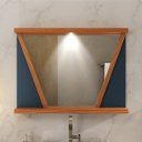 Ver imagem 3 de Conjunto para Banheiro Completo com Gabinete Madeira Maciça Cuba Sobrepor e Espelho com LED - Linha