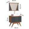 Conjunto para Banheiro Completo com Gabinete Madeira Maciça Cuba Sobrepor e Espelho com Led - Linha - 10