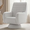 Ver imagem 2 de Poltrona de Amamentação com Balanço Giratória Cone Sky D02 Linho Branco C-419 - Lyam Decor
