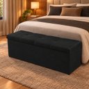 Ver imagem 1 de Calçadeira Recamier Baú 158cm para Cama Queen Toquío Vilajo:Suede Preto