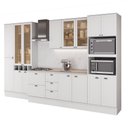 Ver imagem 2 de Cozinha Milla Eva Lux 15 Portas 5 Gavetas MDF 360cm Branca Móveis Carraro
