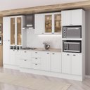 Ver imagem 1 de Cozinha Milla Eva Lux 15 Portas 5 Gavetas MDF 360cm Branca Móveis Carraro