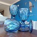 Ver imagem 2 de Conjunto 12 Taças de Vidro Azul Diamond 350ml Drinks Sucos Refrigerantes Águas Copo Cálice
