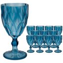 Ver imagem 5 de Conjunto 12 Taças de Vidro Azul Diamond 350ml Drinks Sucos Refrigerantes Águas Copo Cálice