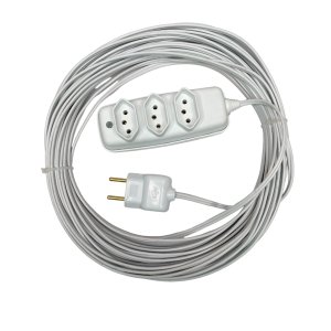 Extensao Eletrica 10a Megatron 30 Metros Cabo Paralelo 2x0,75mm com 3 Tomadas Cor:branco