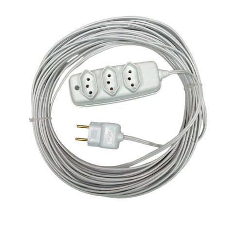 Extensao Eletrica 10a Megatron 30 Metros Cabo Paralelo 2x0,75mm com 3 Tomadas Cor:branco