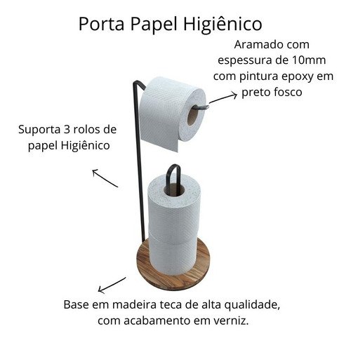 Suporte para Papel Higiênico em Madeira - Stolf - 3