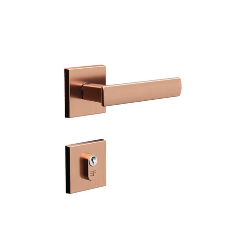 Fechadura 3f Linha Design Roseta Quadrada Zamac Externa - Rosé