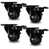 Kit com 4 Rodinhas Giratória Refoçada 50mm Black com Trava com Rolamento Anti Risco 280kg P/ Móveis - 1