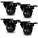 Ver imagem 1 de Kit com 4 Rodinhas Giratória Refoçada 50mm Black com Trava com Rolamento Anti Risco 280kg P/ Móveis