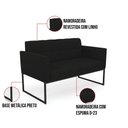 Ver mais imagens de Kit 1 Sofá Namoradeira e 2 Poltronas Elisa Linho Preto A79 Base Metálica Industrial Preto - D'