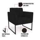 Ver imagem 5 de Kit 1 Sofá Namoradeira e 2 Poltronas Elisa Linho Preto A79 Base Metálica Industrial Preto - D'