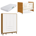Ver imagem 2 de Quarto de Bebê Berço Evolution + Guarda Roupa Infantil 4P e 3g Classic com Colchão:Branco Fosco / Sa