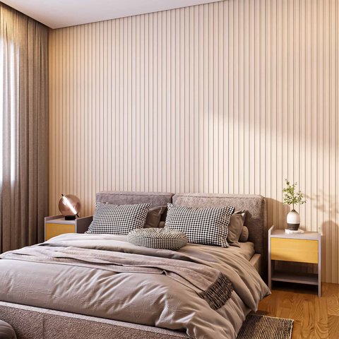 Painel Ripado Compacto 274x25cm Larg. 4 Unid. - Mdf - Areia - Talatto